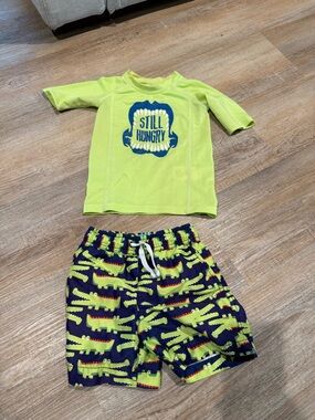 OshKosh B'gosh Neon Yellow Shark Rashguard Set